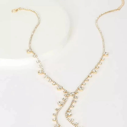 Womens Rhinestone Chain Long Tassel Necklace Round Crystal Collar Necklace JettsJewelers
