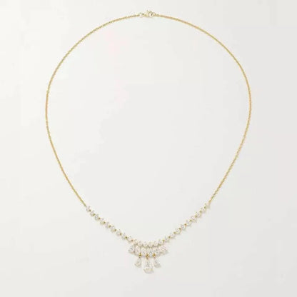 Womens Water Drops Rhinestone Chain Necklace Crystal Necklace JettsJewelers
