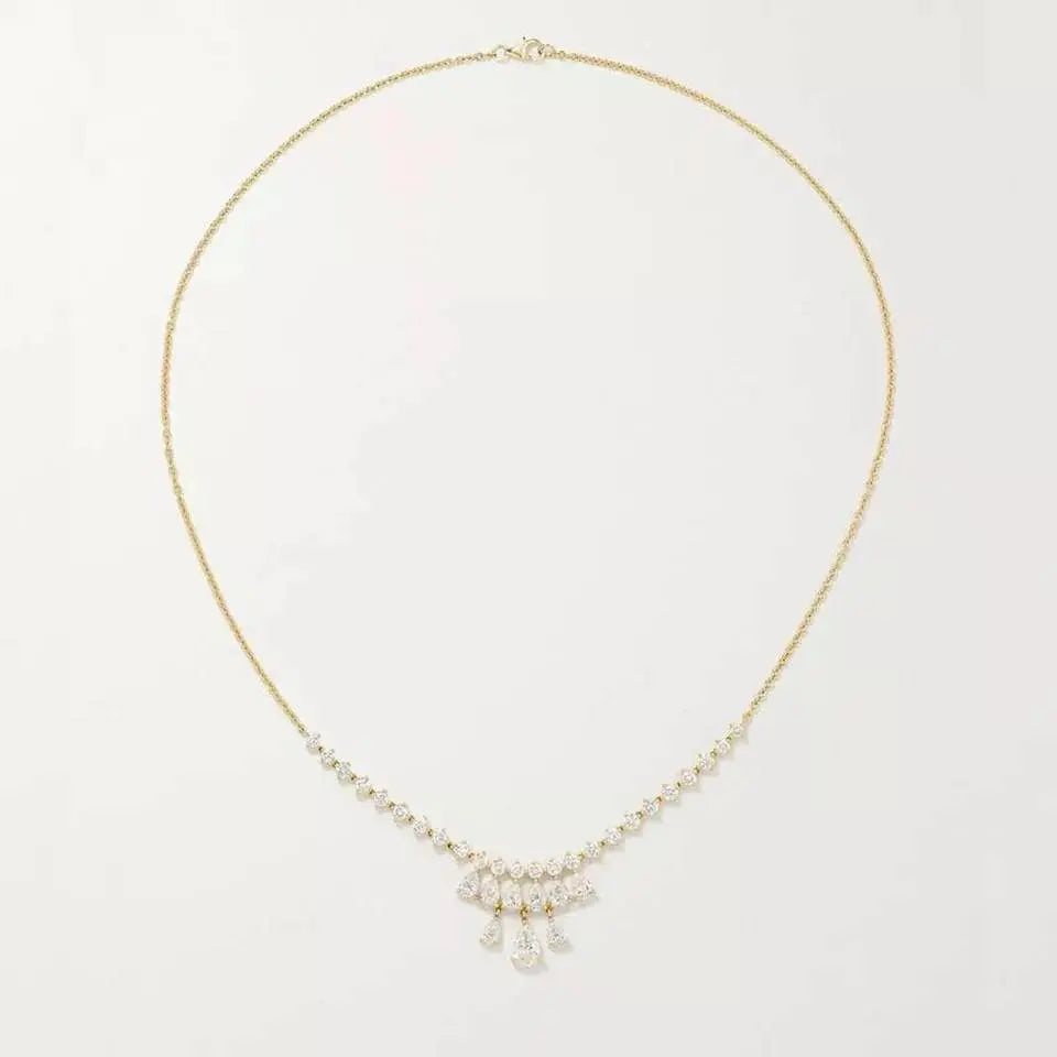 Womens Water Drops Rhinestone Chain Necklace Crystal Necklace JettsJewelers