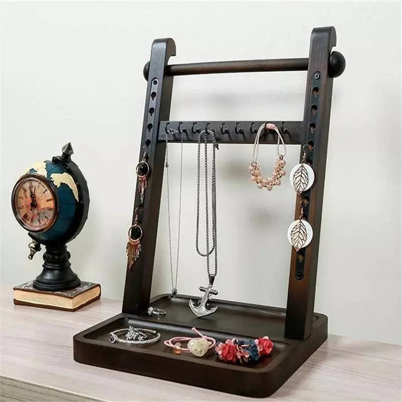 Wooden Detachable Organizer, Jewelry Stand with Necklace Display Holder Earring Organizer Rustic Wood Base Tray with Ring Stand Jewelry JettsJewelers