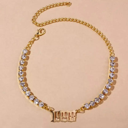 Year Rhinestones Anklet Foot Jewelry for Women Beach Barefoot Chain Bracelet On the Leg Accessories Gift JettsJewelers