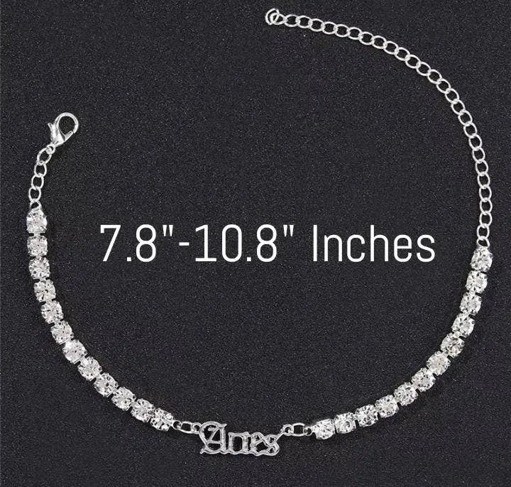 Zodiac Sign Rhinestone Ankle Bracelets for Women Girls, Crystal Tennis Anklet Bracelet Horoscope Love Ankle Foot Jewelry Hip Hop Party - JettsJewelers