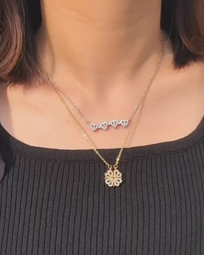 Necklaces for Girls, Heart Magnetic Necklace for Women, Cute Four Leaf Clover Necklace Dainty Gold Necklace for Teen Girls Christmas